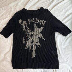 Black Graphic Knit Sweater Tee